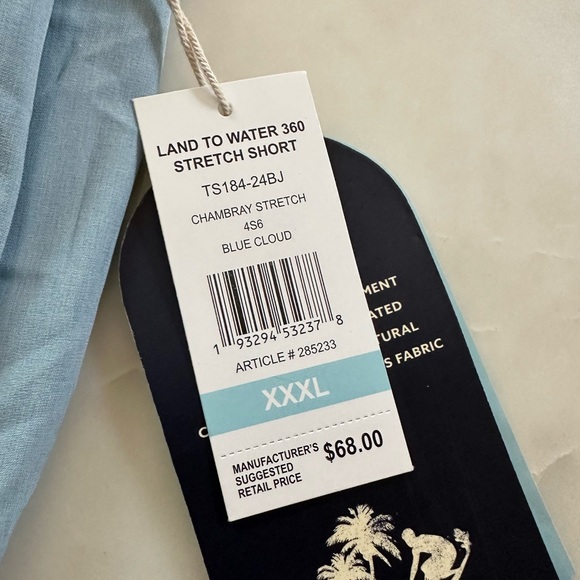 COPY - Land to Water Stretch Shorts Blue Cloud Size 3XL - Picture 2 of 3